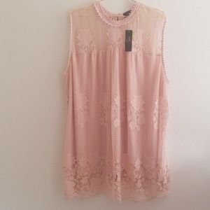 Worthington Blush Pink Tunic  Lace Top